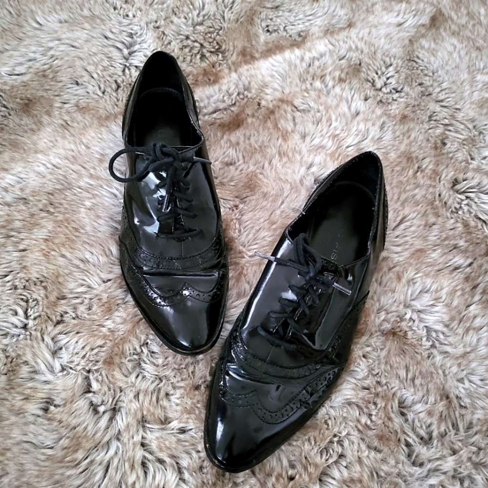 Marc Fisher Mfcaplet Patent Leather Lace Up Dress Shoes Men's Size 8.5